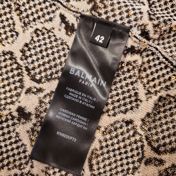 NWT$2,890 Balmain Sequined Python Print  Cardigan Top Sweater Sz FR42 (US Large) - Picture 8 of 15